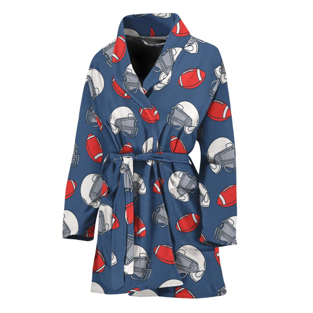 American Football Pattern Print Women's Bathrobe