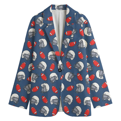 American Football Pattern Print Women's Blazer