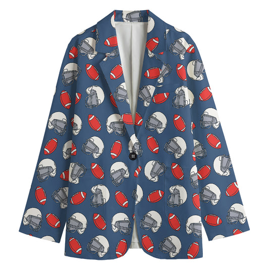 American Football Pattern Print Women's Blazer