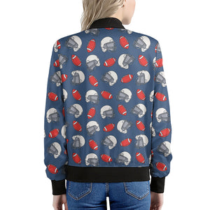 American Football Pattern Print Women's Bomber Jacket