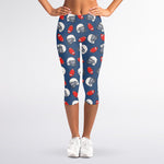 American Football Pattern Print Women's Capri Leggings