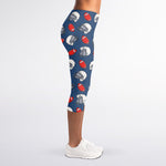 American Football Pattern Print Women's Capri Leggings