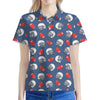 American Football Pattern Print Women's Polo Shirt