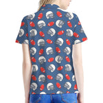American Football Pattern Print Women's Polo Shirt