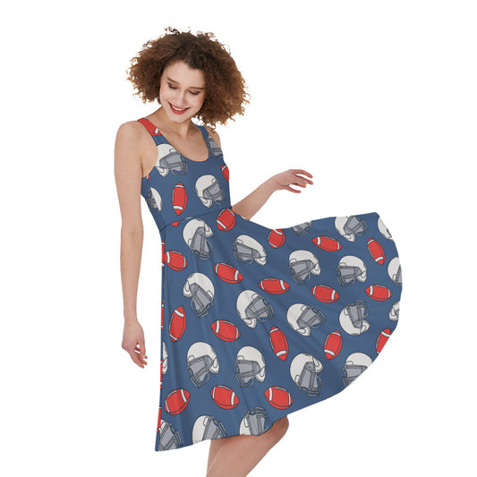 American Football Pattern Print Women's Sleeveless Dress