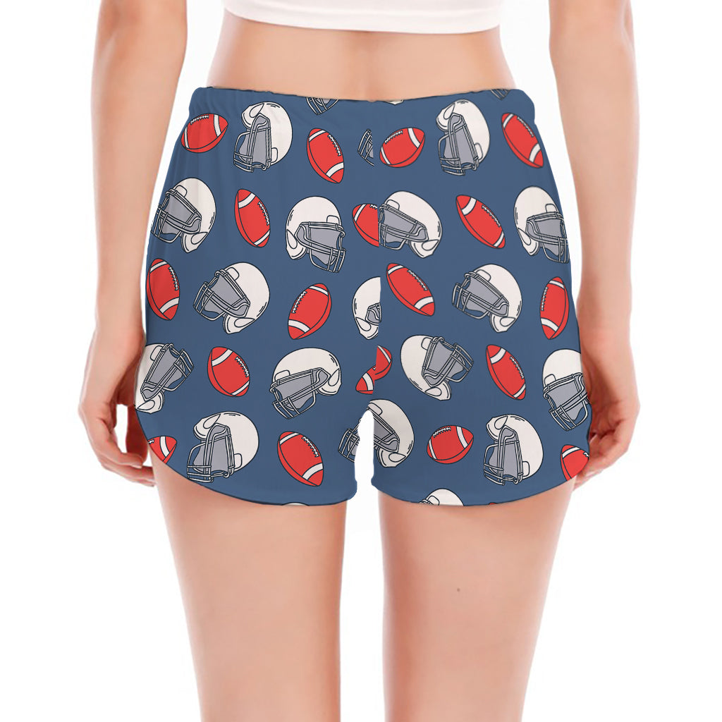 American Football Pattern Print Women's Split Running Shorts