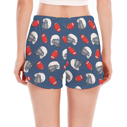 American Football Pattern Print Women's Split Running Shorts