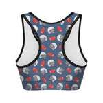 American Football Pattern Print Women's Sports Bra