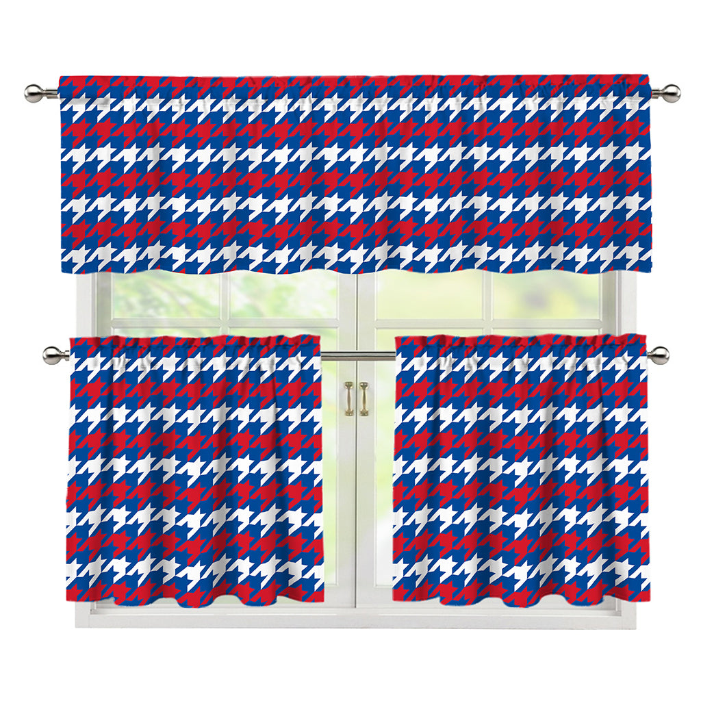 American Houndstooth Pattern Print 3 Piece Kitchen Curtains