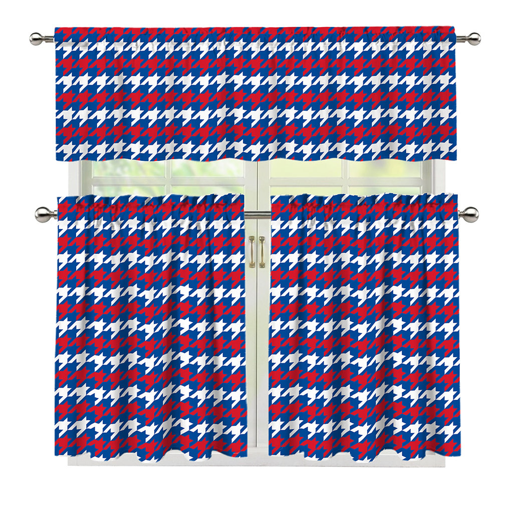 American Houndstooth Pattern Print 3 Piece Kitchen Curtains