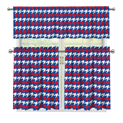 American Houndstooth Pattern Print 3 Piece Kitchen Curtains