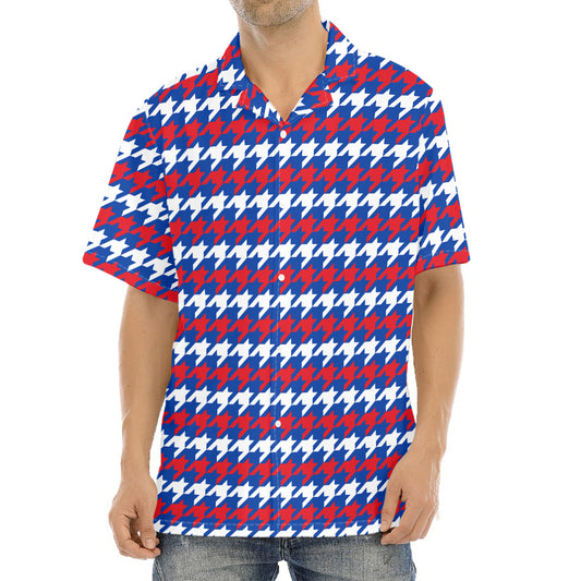 American Houndstooth Pattern Print Aloha Shirt