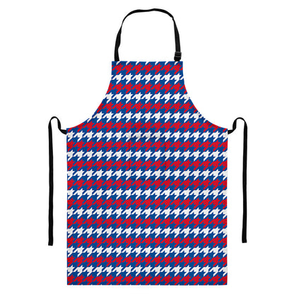 American Houndstooth Pattern Print Bib Apron With Pocket