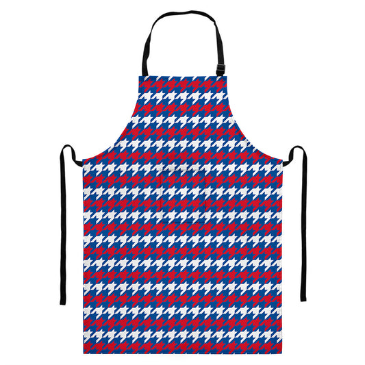 American Houndstooth Pattern Print Bib Apron With Pocket