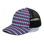 American Houndstooth Pattern Print Black Mesh Trucker Cap
