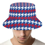 American Houndstooth Pattern Print Bucket Hat