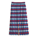 American Houndstooth Pattern Print Cotton Front Slit Maxi Skirt