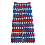 American Houndstooth Pattern Print Cotton Front Slit Maxi Skirt