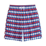 American Houndstooth Pattern Print Cotton Shorts