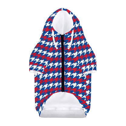 American Houndstooth Pattern Print Dog Zip Up Hoodie