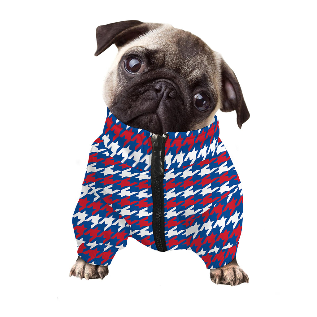 American Houndstooth Pattern Print Dog Zip Up Jacket