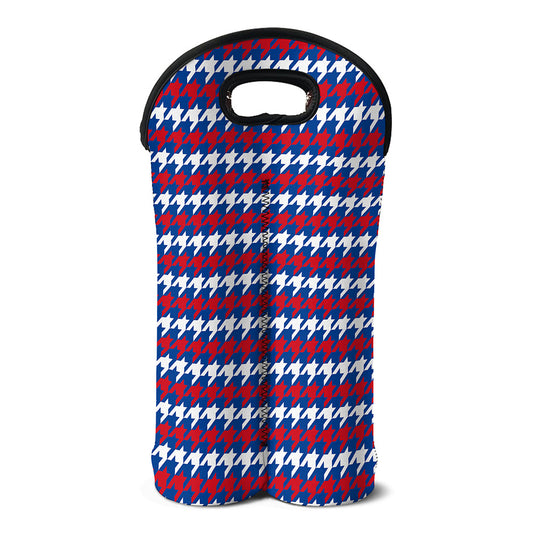 American Houndstooth Pattern Print Double Neoprene Wine Tote