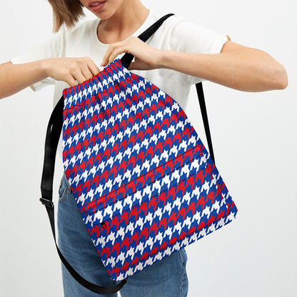 American Houndstooth Pattern Print Drawstring Backpack