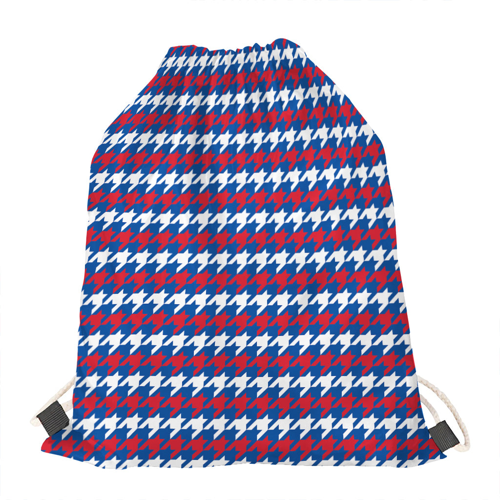 American Houndstooth Pattern Print Drawstring Bag