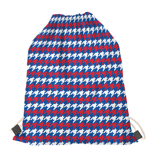 American Houndstooth Pattern Print Drawstring Bag