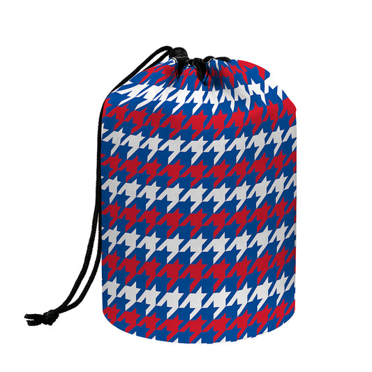 American Houndstooth Pattern Print Drawstring Makeup Bag