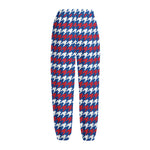 American Houndstooth Pattern Print Fleece Lined Knit Pants