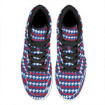 American Houndstooth Pattern Print High Top Leather Sneakers