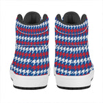 American Houndstooth Pattern Print High Top Leather Sneakers