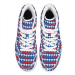 American Houndstooth Pattern Print High Top Leather Sneakers