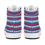 American Houndstooth Pattern Print High Top Leather Sneakers