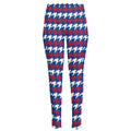 American Houndstooth Pattern Print High-Waisted Pocket Leggings