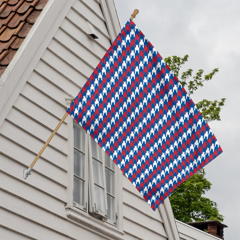 American Houndstooth Pattern Print House Flag