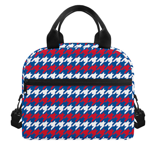 American Houndstooth Pattern Print Insulated Lunch Bag