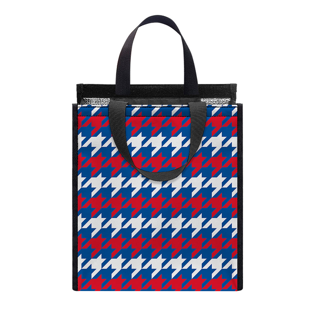 American Houndstooth Pattern Print Insulated Lunch Tote