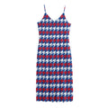 American Houndstooth Pattern Print Jersey Midi Cami Dress