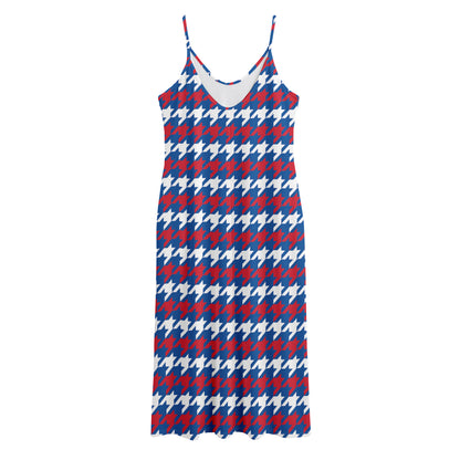 American Houndstooth Pattern Print Jersey Midi Cami Dress