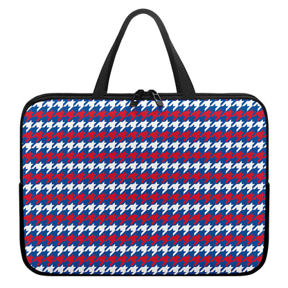 American Houndstooth Pattern Print Laptop Sleeve With Handle