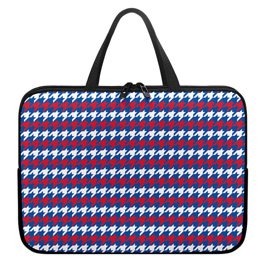 American Houndstooth Pattern Print Laptop Sleeve With Handle