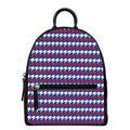 American Houndstooth Pattern Print Leather Backpack