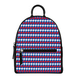 American Houndstooth Pattern Print Leather Backpack