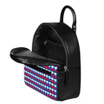American Houndstooth Pattern Print Leather Backpack