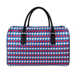 American Houndstooth Pattern Print Leather Duffle Bag