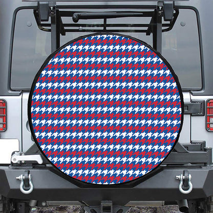 American Houndstooth Pattern Print Leather Spare Tire Cover