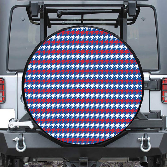American Houndstooth Pattern Print Leather Spare Tire Cover