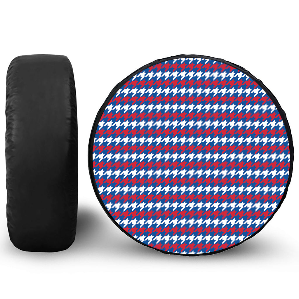 American Houndstooth Pattern Print Leather Spare Tire Cover